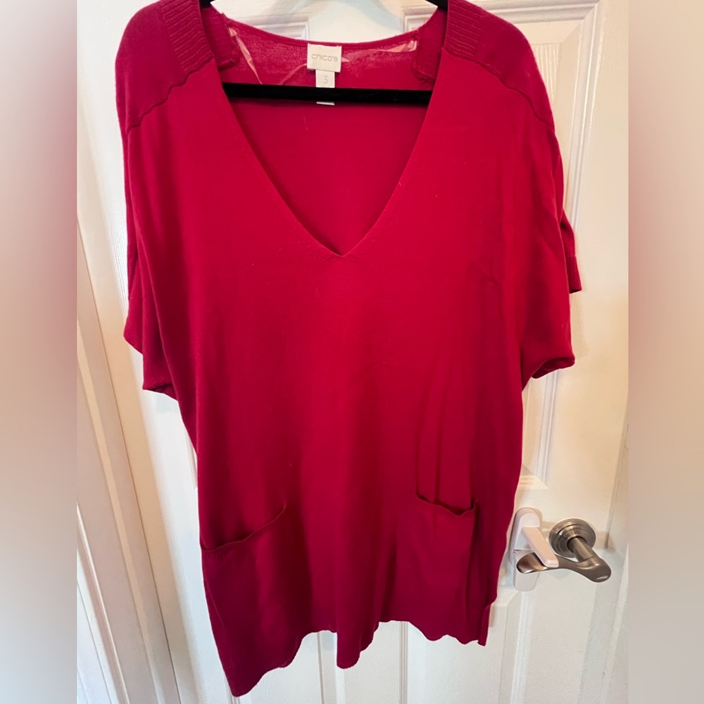 Chic Red V-Neck Knit Top from Chico’s
